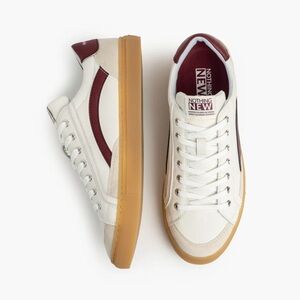 Nothing New Men's White & Burgundy Retro Court Sneakers